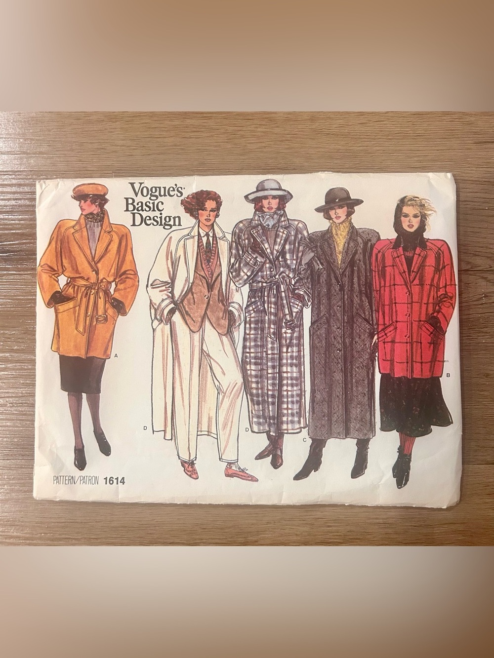 Vintage 80s Vogue 1614 Coat Sewing Pattern Uncut Size 6 8 10